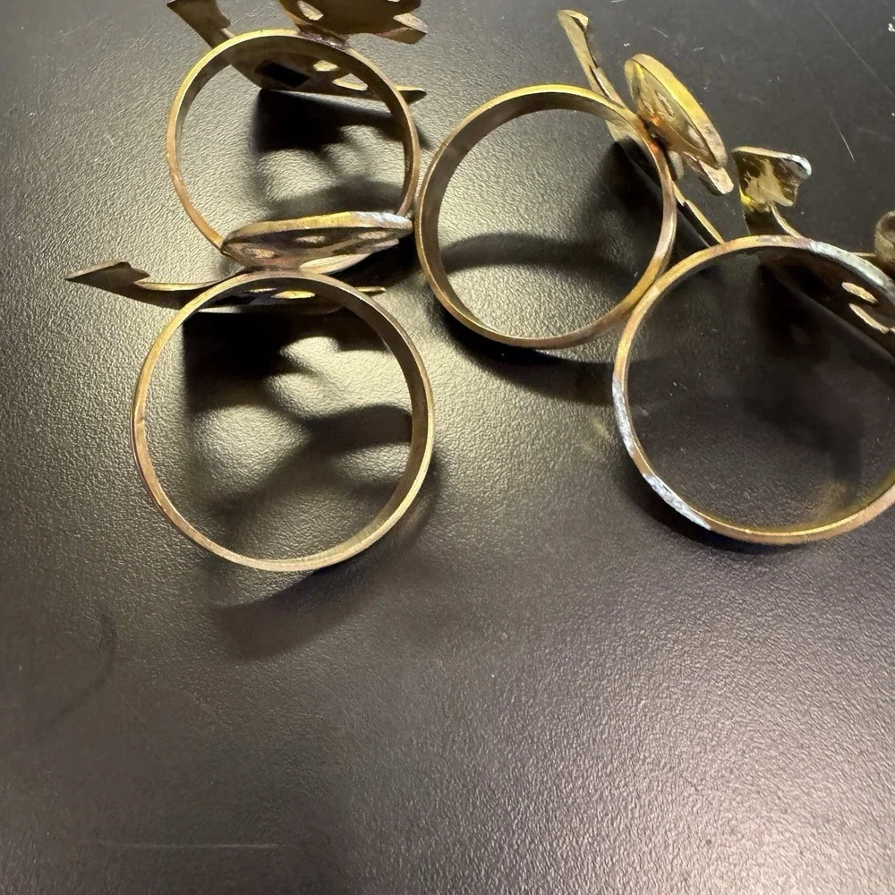 Brass Napkin Rings Set‎ Of 4 Anchors Nautical With Patina
